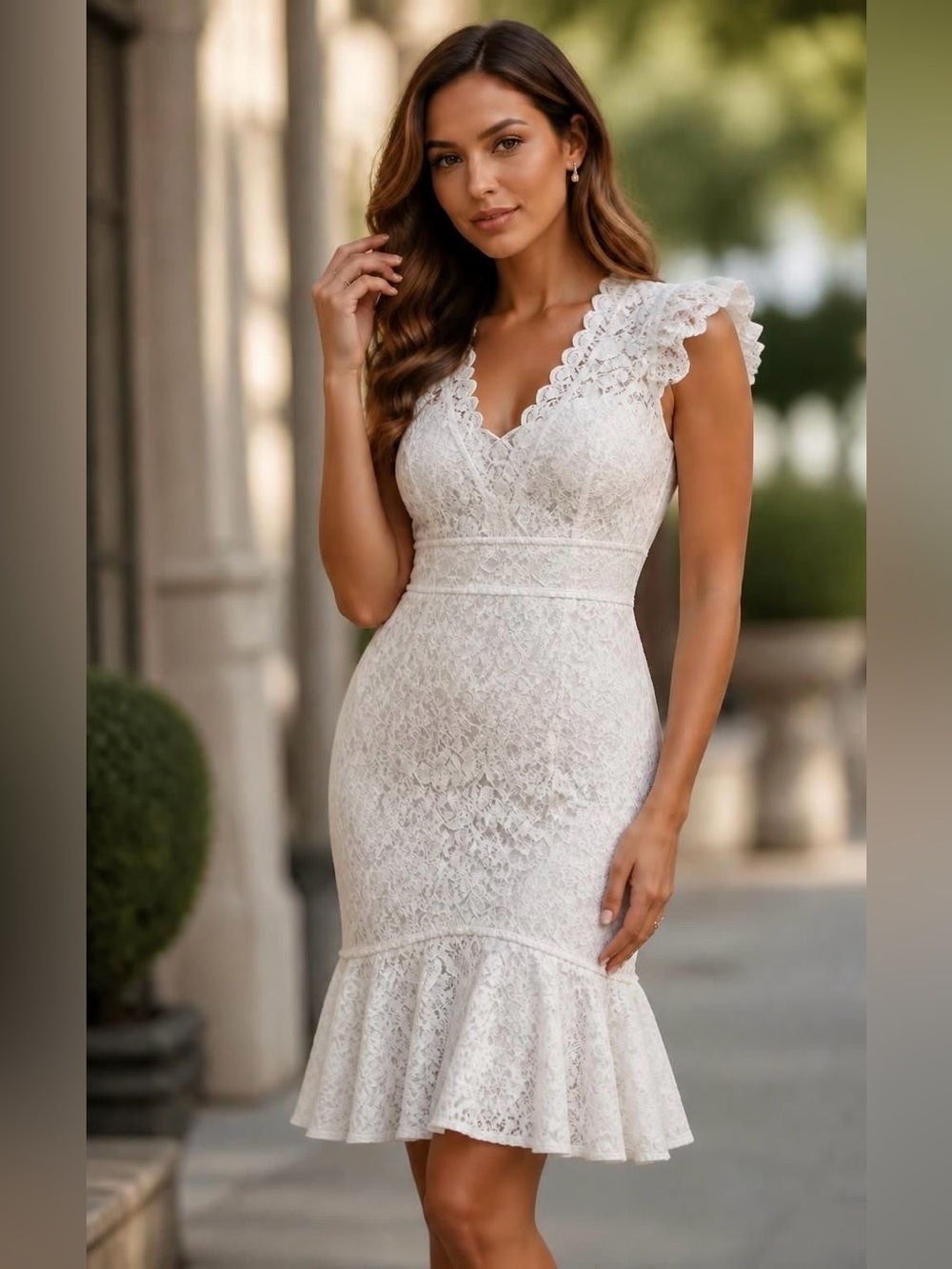 Lilly Pulitzer White Lace V-Neck Midi Dress size 0